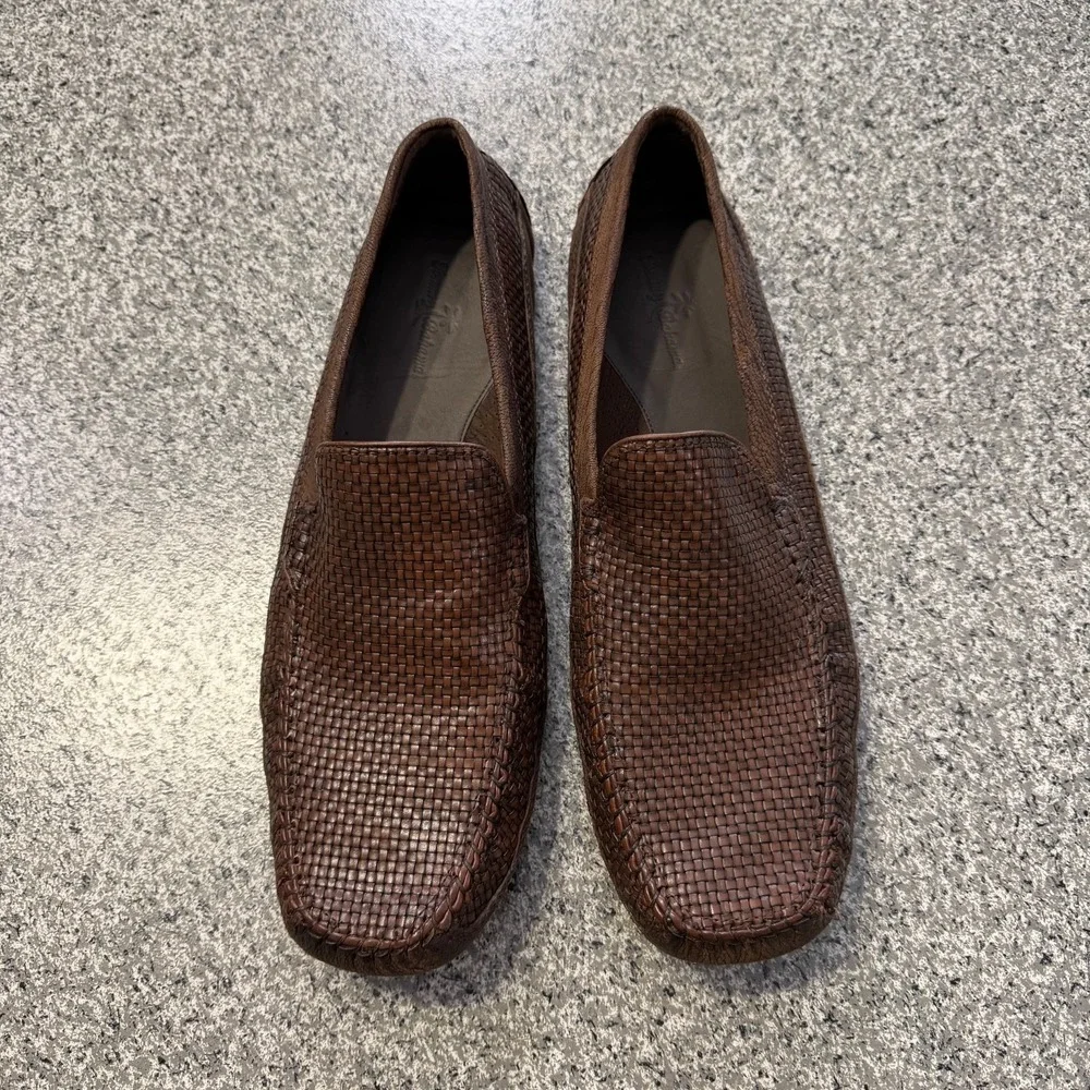 Tommy Bahama Shoes Mens 16 Naples Driver Woven Venetian Brown Slip On Loafers